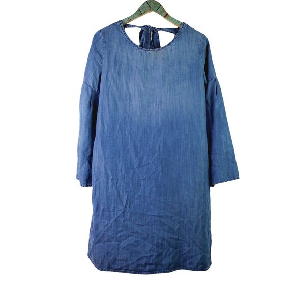 cloth & stone Dresses & Skirts - Cloth & Stone Anthropologie Bell Sleeve Denim Blue Jean Shift Dress Sz M